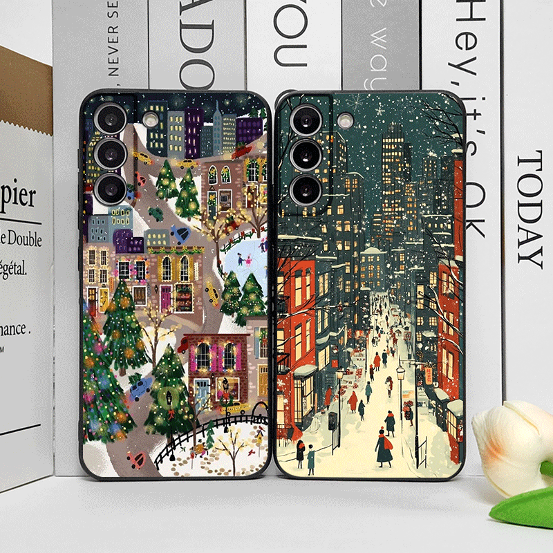 Phone Cases Oneplus - Noel Karlı Sokak Vitrini Manzarası Desenli