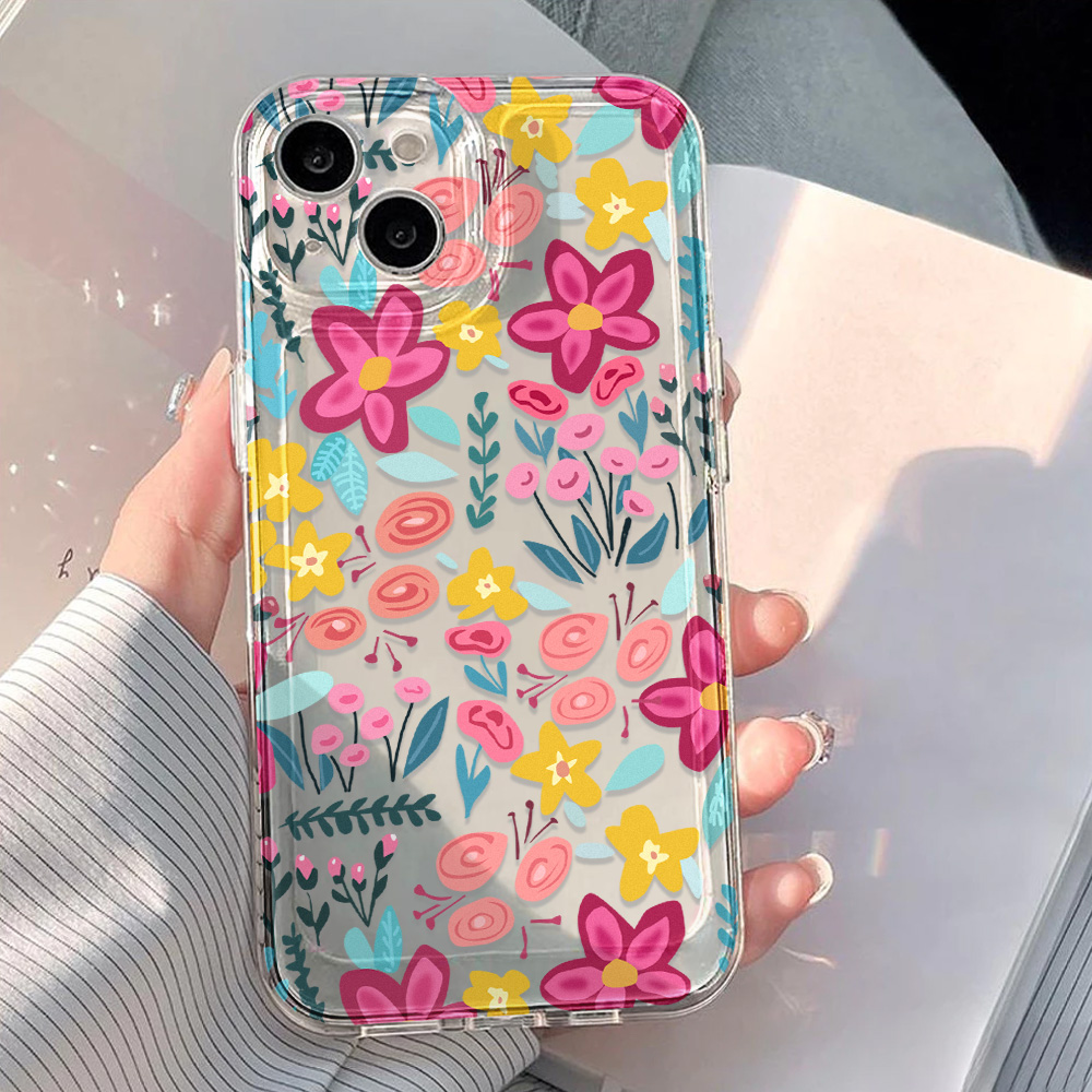 Phone Cases Transparent - Çiçek Desenli Şeffaf Telefon Kılıfı iPhone