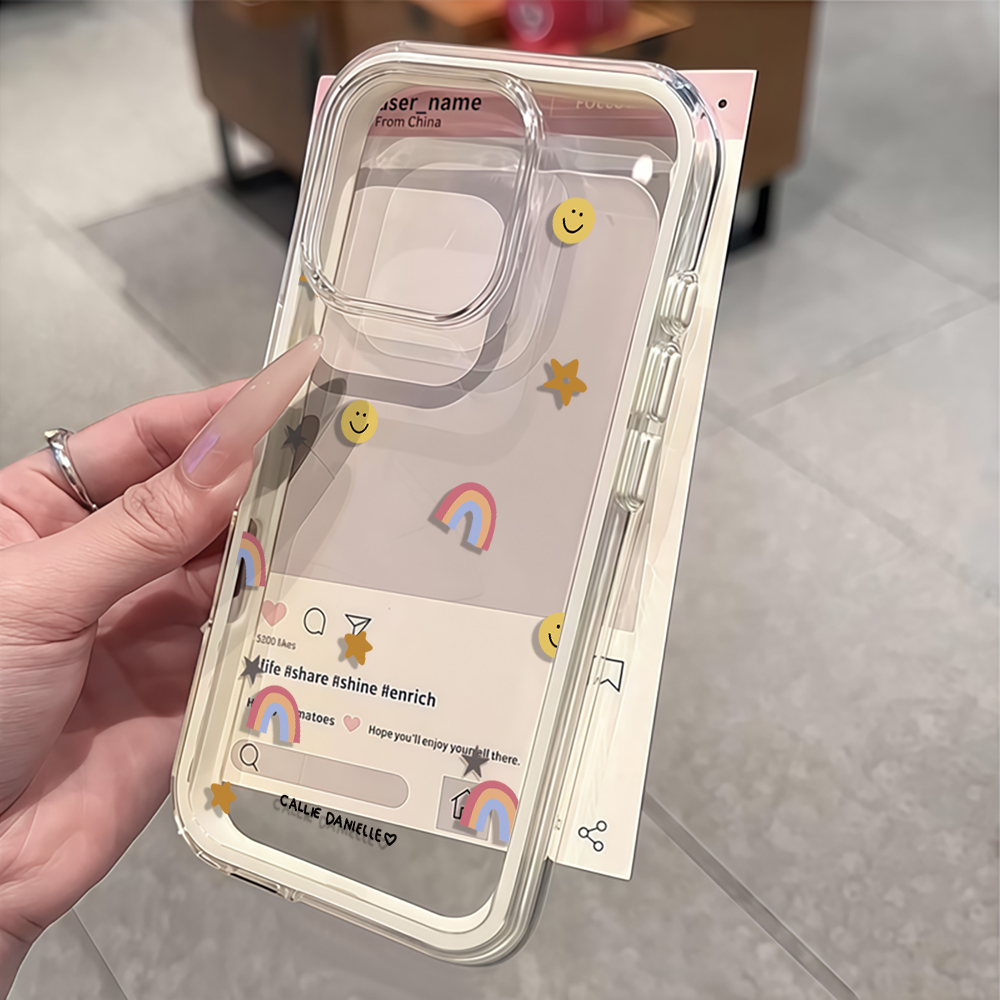 Phone Cases Xr Cute - Sevimli Gökkuşağı Şeffaf Telefon Kılıfı iPhone