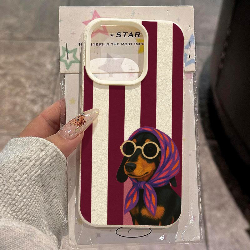 Phone Cases Xr Cute - Çizgili Başörtülü Sevimli Köpek Desenli Telefon