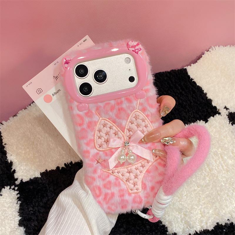 Phone Cases Iphone 11 - Lüks Leopar Desenli Bikini Desenli Peluş
