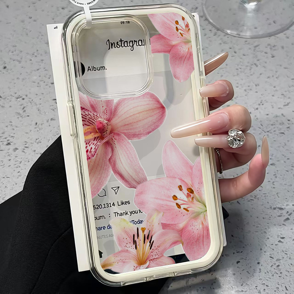 Phone Cases Transparent - Pembe Zambak Çiçeği Şeffaf Telefon Kılıfı