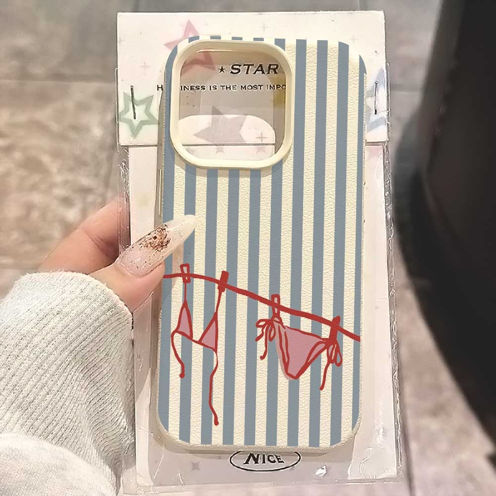 Phone Cases Rugged - Mavi Beyaz Çizgili Bikini Desenli iPhone