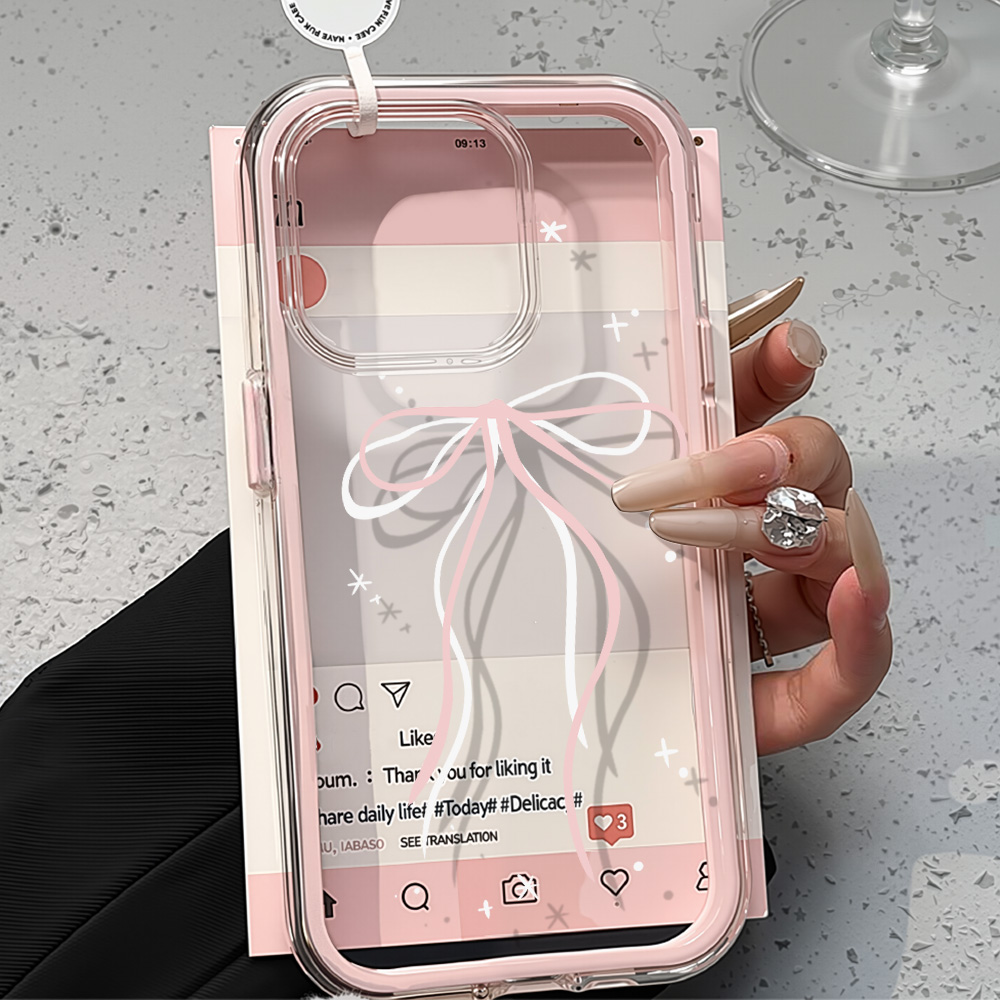 Phone Cases Transparent - Pembe Kurdeleli Şeffaf Kılıf iPhone 17