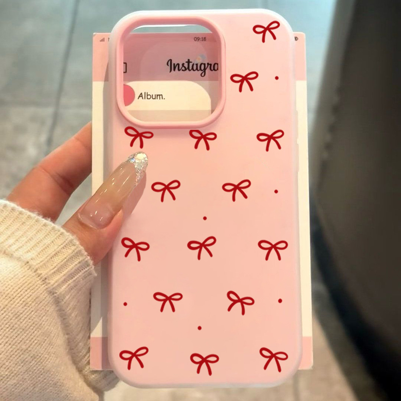 Phone Cases Xr Cute - Sevimli Kırmızı Fiyonk Baskılı Mat Telefon