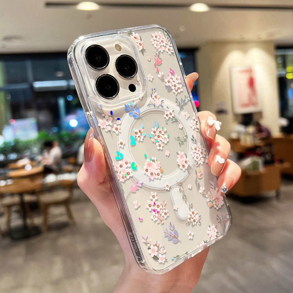 Phone Cases Transparent - Çiçek Desenli Şeffaf Telefon Kılıfı iPhone