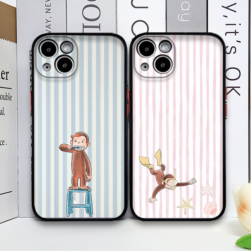 Phone Cases Iphone 11 - Çizgi Film Çizgili Maymun Kedi Tutan