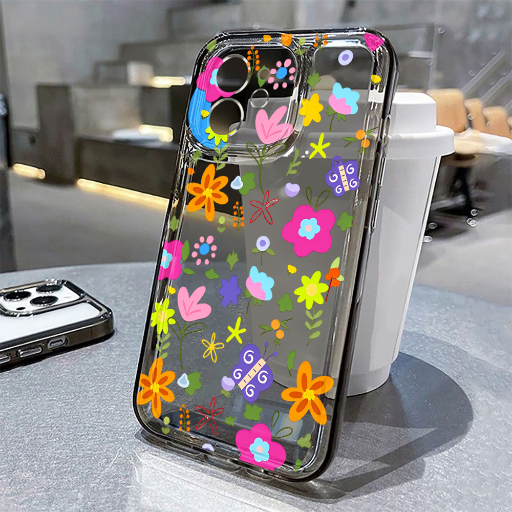 Renkli Çiçek Desenli Şeffaf Te - Phone Cases Transparent incelemesi ve fiyatı