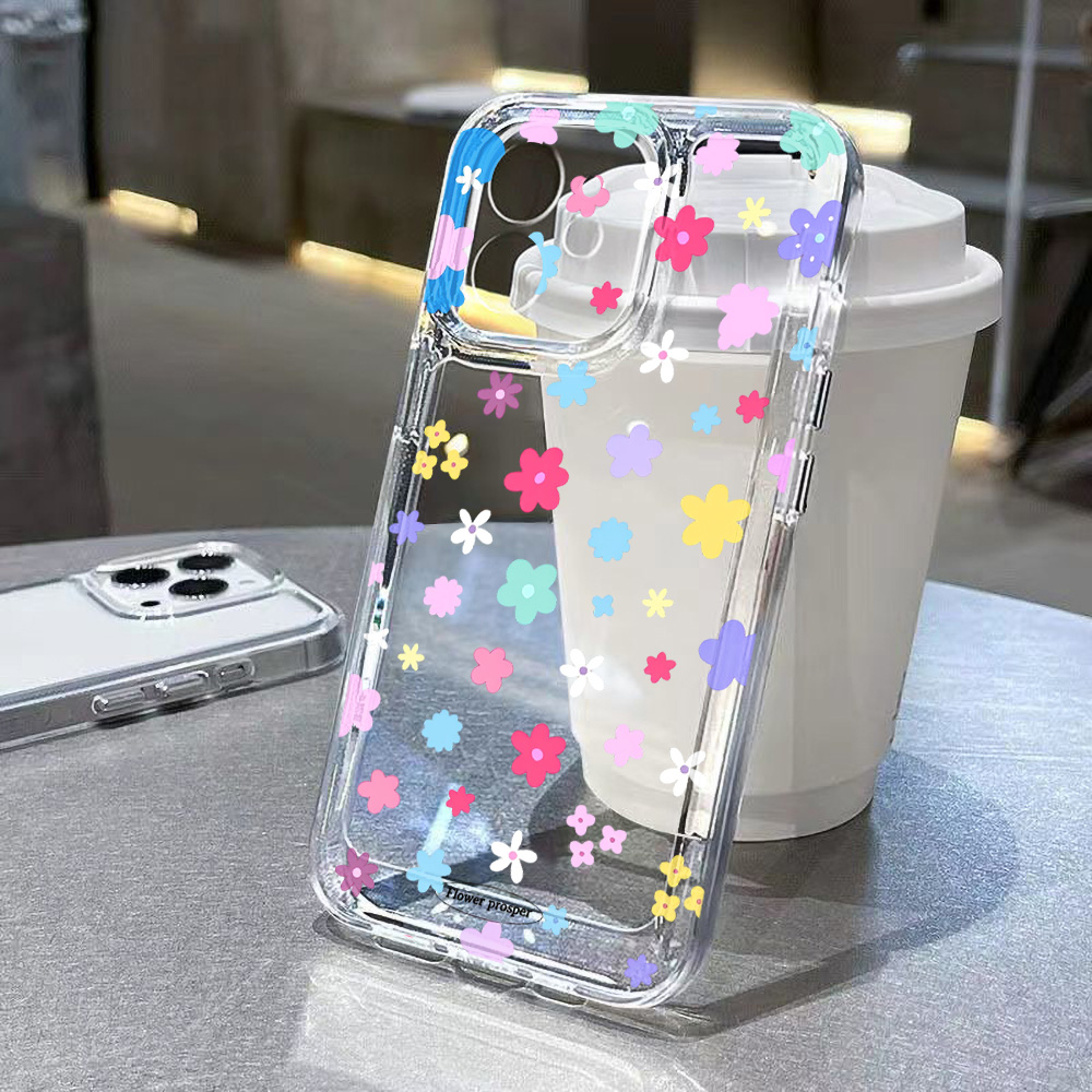 Renkli Çiçek Desenli Şeffaf Te - Phone Cases Transparent incelemesi ve fiyatı
