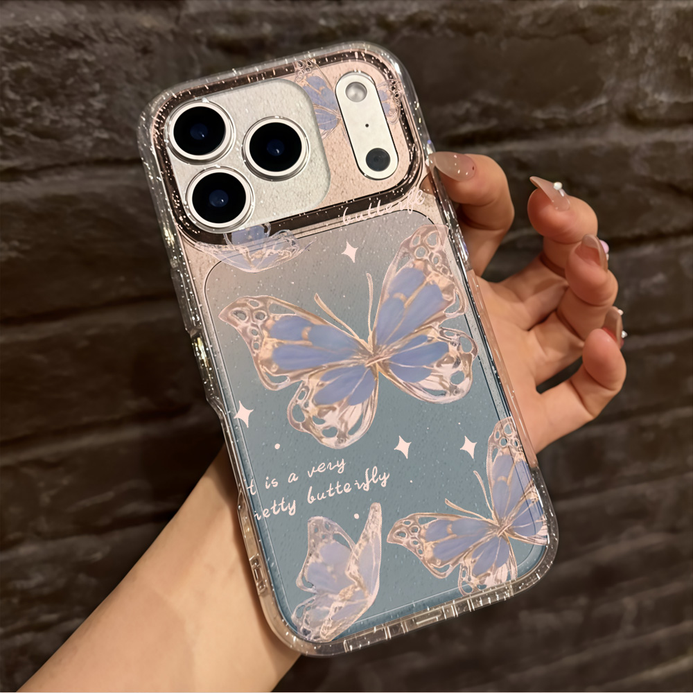 Lüks Mavi Kelebek Şeffaf Simli - Phone Cases Transparent incelemesi ve fiyatı