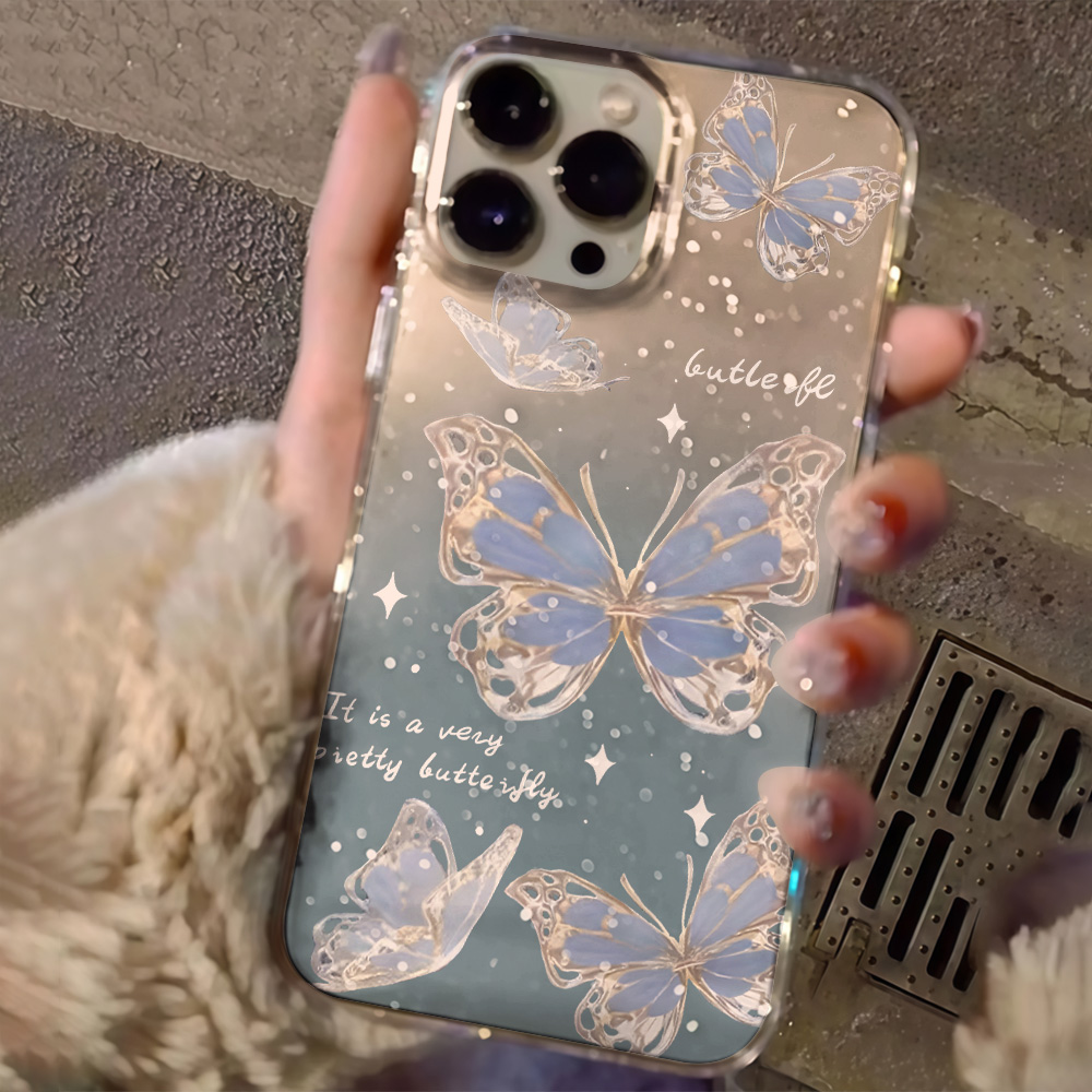Lüks Mavi Kelebek Şeffaf Simli - Phone Cases Transparent incelemesi ve fiyatı