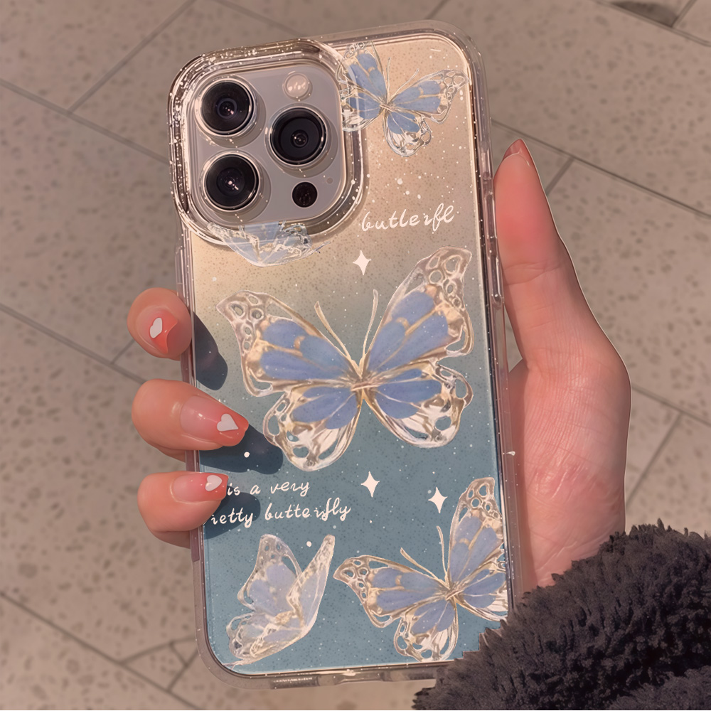Lüks Mavi Kelebek Şeffaf Simli - Phone Cases Transparent incelemesi ve fiyatı